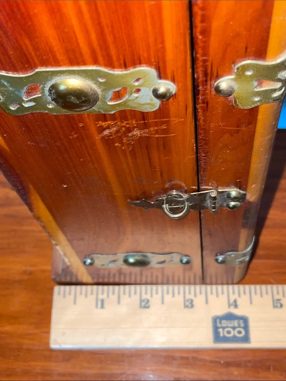 Antique Peterson Brothers Chicago Cedar Keepsake Jewelry Box Brass Hardware